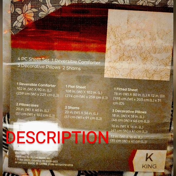 10PC KING SIZE REVERSIBLE BEDDING SET. - Picture 4 of 8